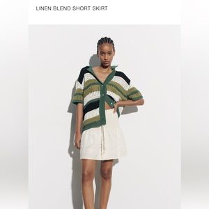 Linen Blend Short Skirt